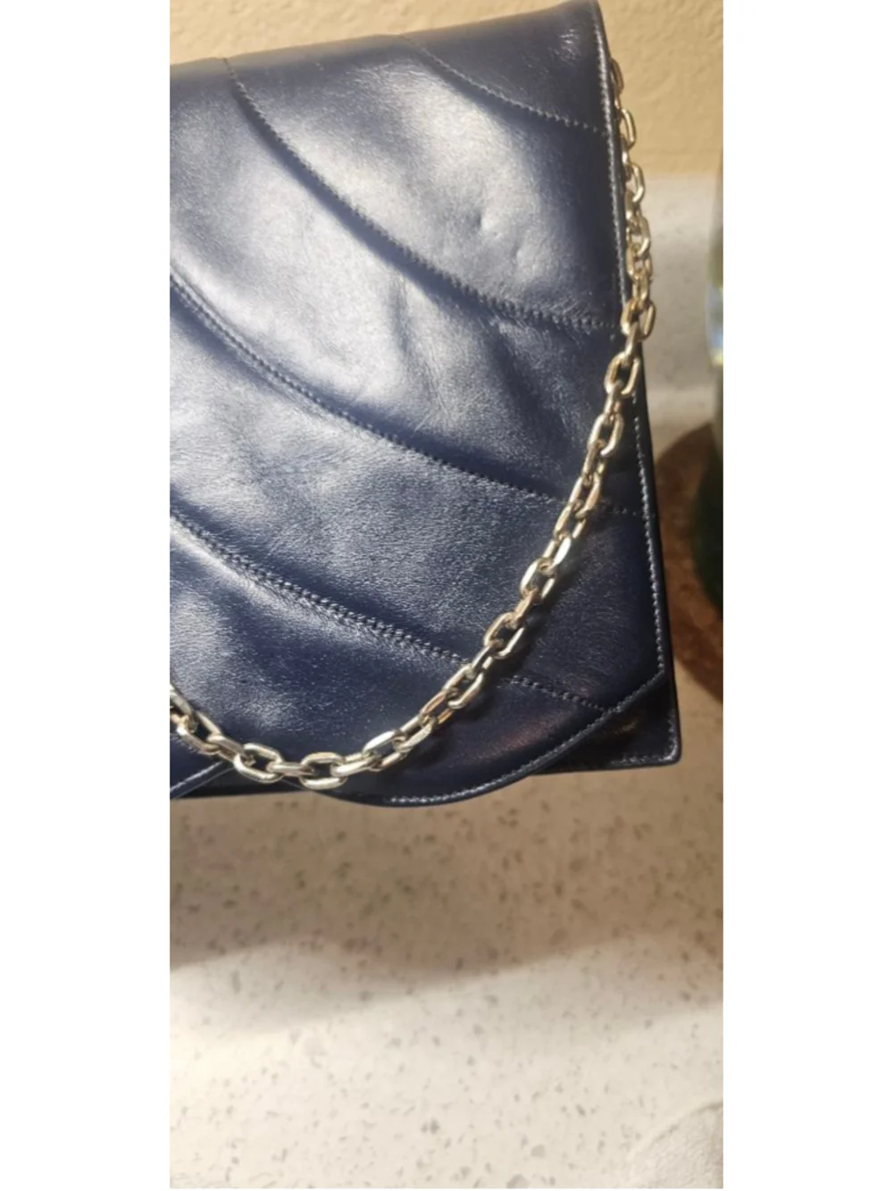 Women's Chic de Paris Blue Leather Clutch Bag
